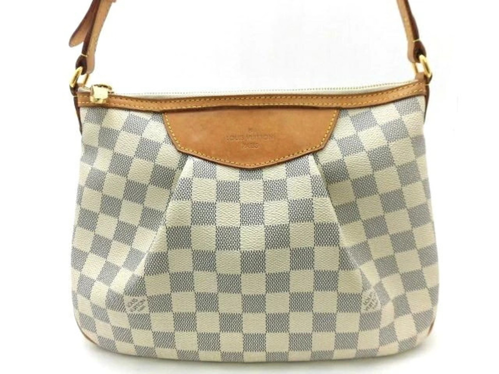 LOUIS VUITTON Siracusa Shoulder Bag Damier Azur White